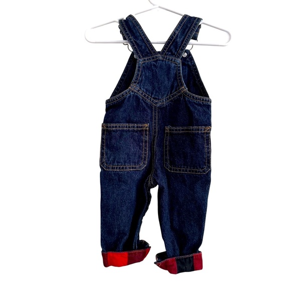 Carter’s Baby Boy 3M Blue Denim Jean Christmas Overall Rolled Cuff - Picture 2 of 3